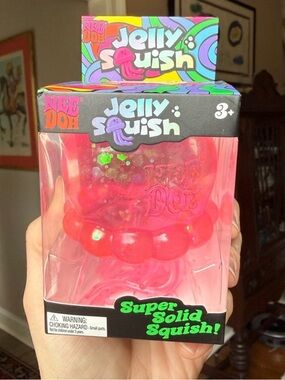 NeeDoh Jelly Squish Super Solid Squish - Pink Clear Glitter Squishy